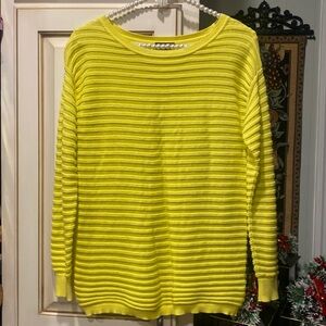 Vince Camuto Fluorescent Yelloe Long Sleeve Ribbed Sweater
